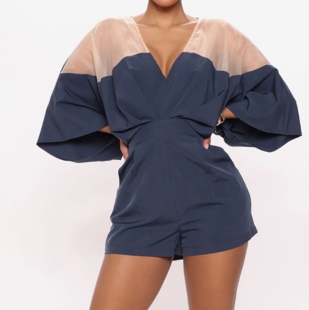 Elegant Navy and Cream Women's Top